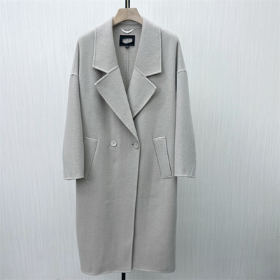 图●2025冬季新品 双面呢大衣女长款气质宽松绵羊毛呢子外套7214