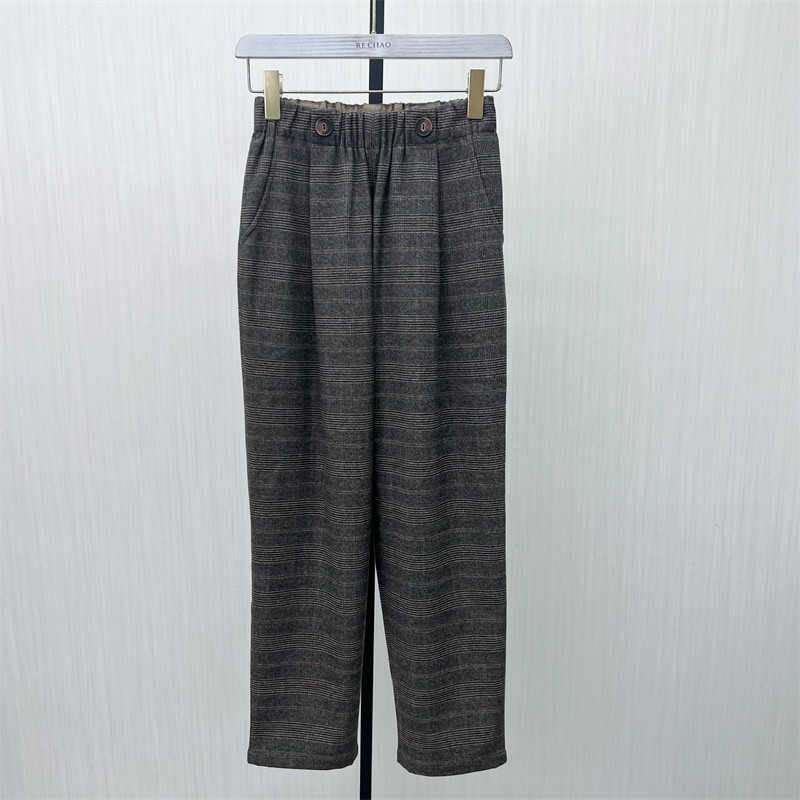 fei●2025冬季新品 格纹毛呢哈伦裤女宽松休闲百搭长裤烟管裤4155