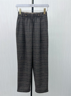 fei●2025冬季新品 格纹毛呢哈伦裤女宽松休闲百搭长裤烟管裤4155