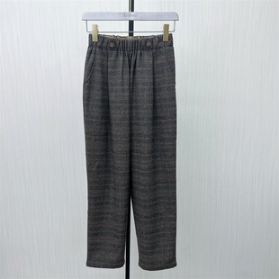 2025冬季 烟管裤 新品 女宽松休闲百搭长裤 4155 格纹毛呢哈伦裤 fei