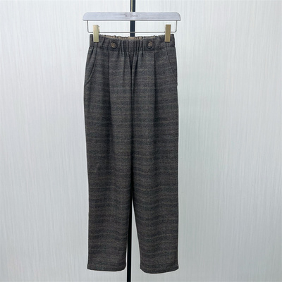 fei●2025冬季新品 格纹毛呢哈伦裤女宽松休闲百搭长裤烟管裤4155