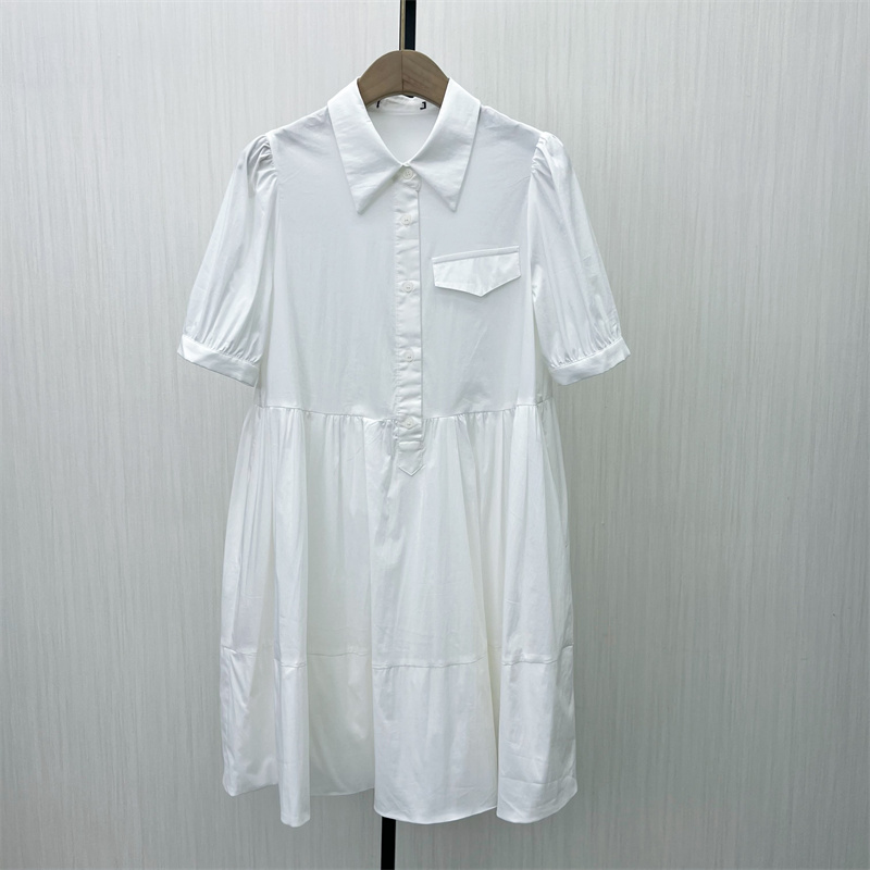 良月●2025夏季新 短袖连衣裙女气质休闲通勤简约百搭衬衫裙0201