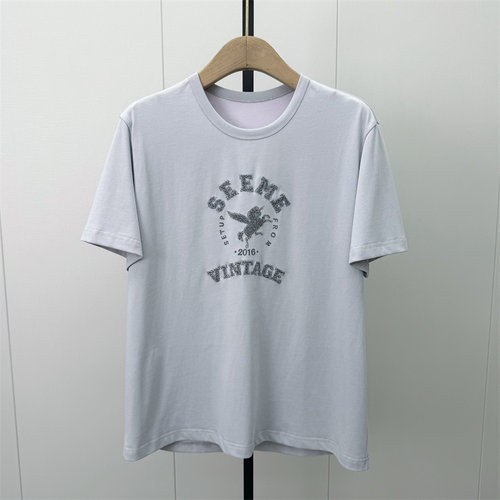 S●2026秋季新品 正肩印花T恤女简约日常百搭宽松显瘦短袖上衣138