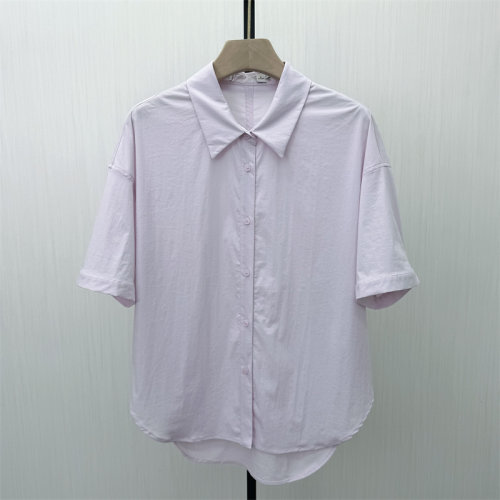 fei●2026夏季新品 短袖衬衫女纯色基础宽松百搭休闲简约上衣6160