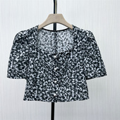 衬衫 女小清新气质碎花别致上衣632 法式 方领短袖 2025夏季 新品