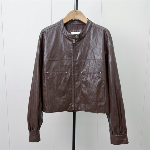 fei●2026秋季新品 皮衣外套女宽松休闲通勤百搭松弛感夹克7296