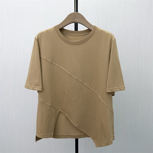 艾W●2026春季新品 纯色打底女宽松慵懒简约百搭短袖T恤上衣4231
