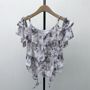 碎花吊带衬衫 法式 新品 女小众气质别致雪纺上衣936 2026夏季