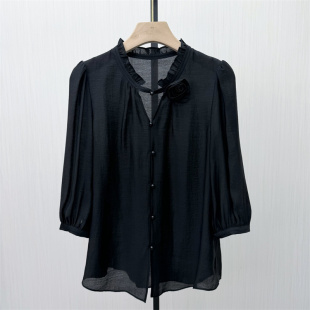 2026春季 衬衫 新品 长袖 女小众气质别致宽松打底上衣551 法式 恩