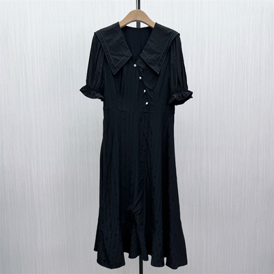伊●2026夏季新品 娃娃领连衣裙女法式复古气质显瘦a字长裙1348