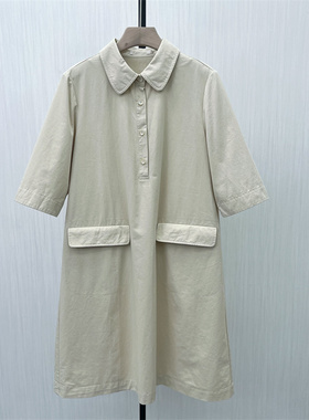 C●2025秋季新品 短袖连衣裙女气质休闲通勤简约百搭衬衫裙7173