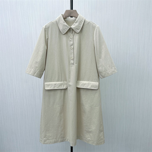 连衣裙女气质休闲通勤简约百搭衬衫 短袖 新品 裙7173 2025秋季