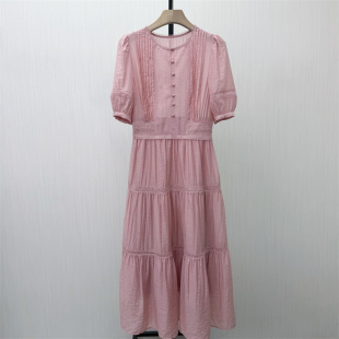 芭●2026夏季新品 法式泡泡袖连衣裙女气质显瘦小清新茶歇裙3078
