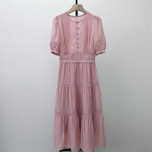 芭●2026夏季新品 法式泡泡袖连衣裙女气质显瘦小清新茶歇裙3078
