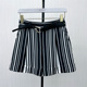 2025夏季 新品 条纹短裤 乂 女高腰显瘦休闲宽松百搭a字阔腿裤 2432
