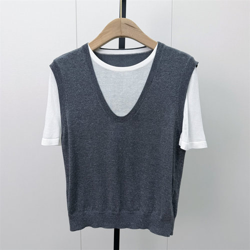 迪●2026秋季新品 假两件针织衫女休闲显瘦简约百搭打底上衣3177