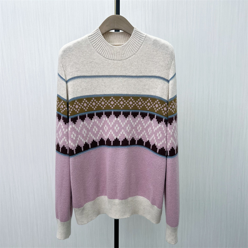 C●2025冬季新品 提花针织衫女宽松圆领套头毛衣打底上衣2571