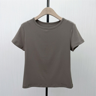 2026夏季 显瘦内搭短袖 新品 女简约修身 T恤上衣777 纯色打底衫