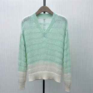女慵懒风套头打底衫 欧S 马海毛v领针织衫 新品 上衣4060 2026春季
