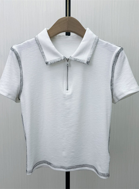 香●2026夏季新品 polo领短袖女修身短款通勤百搭T恤上衣4536