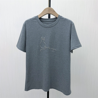 KA●2026夏季新品 印花短袖t恤女宽松休闲通勤百搭显瘦上衣7571