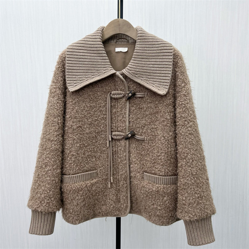 C●2025冬季新品 夹棉呢子大衣女宽松百搭短款加厚毛呢外套3157