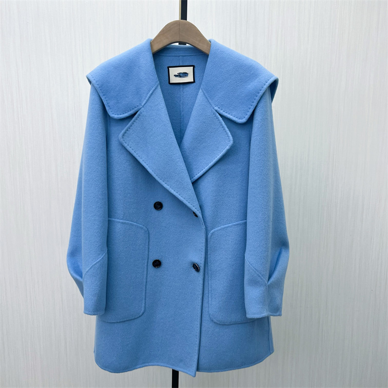 良月●2025冬季新品 绵羊毛呢子大衣女中长款气质双面呢外套8262