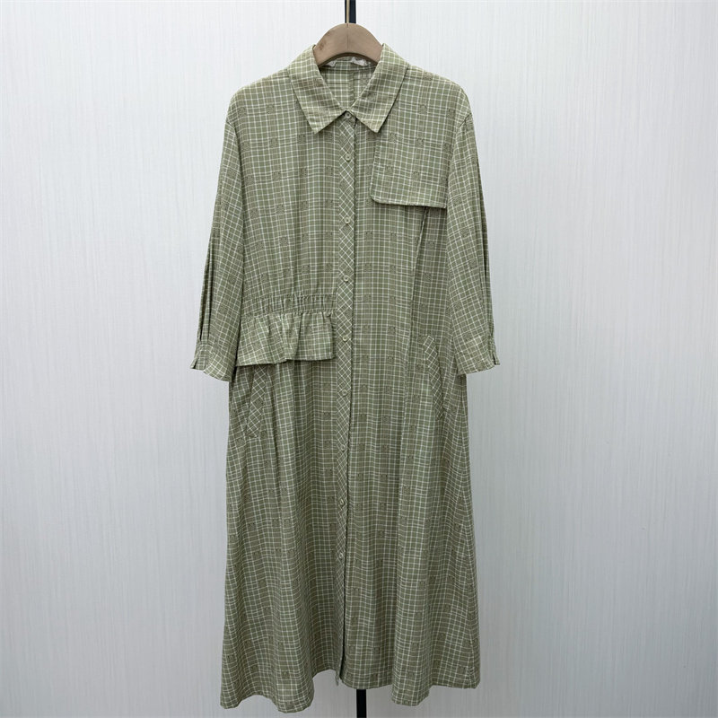 C●2026春季新品 格纹连衣裙女气质宽松显瘦百搭长袖衬衫裙7097图片