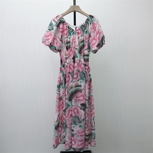图●2026夏季新品 法式泡泡袖连衣裙女气质显瘦小清新茶歇裙4279