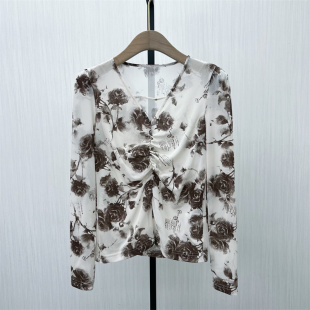 2025秋季 显瘦长袖 新品 女轻薄内搭修身 t恤上衣2602 网纱打底衫 图