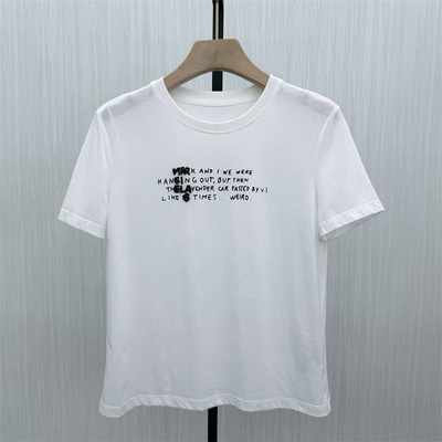 伊●2026夏季新品 印花短袖t恤女宽松休闲通勤百搭显瘦上衣3532