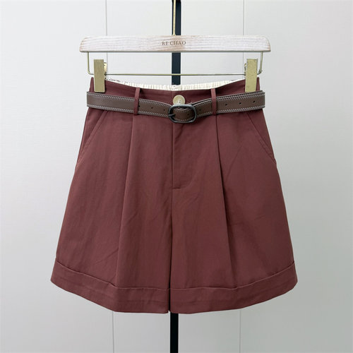 fei●2026秋季新品 阔腿短裤女高腰显瘦宽松休闲日常百搭裤子7066