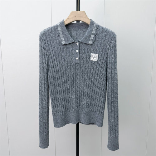 fei●2026秋季新品 绵羊毛针织衫女polo领休闲显瘦长袖上衣7179