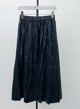 恩●2025冬季新品 皮裙半身裙女高腰显瘦气质百搭大摆中长裙660