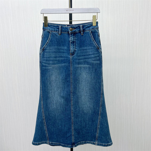 牛仔半身裙女高腰显瘦休闲通勤直筒长裙3805 新品 芭 2025秋季