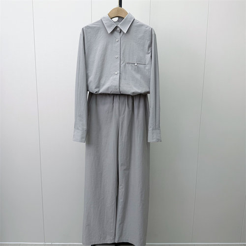 S●2026秋季新品 休闲套装女基础百搭长袖衬衫阔腿裤两件套683