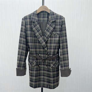 格纹西装 新品 外套女复古气质通勤宽松显瘦大衣707 2025秋季 恩