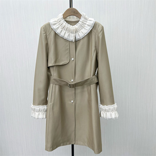 芭●2025秋季新品 风衣外套女宽松气质淑女中长款英伦风大衣5191