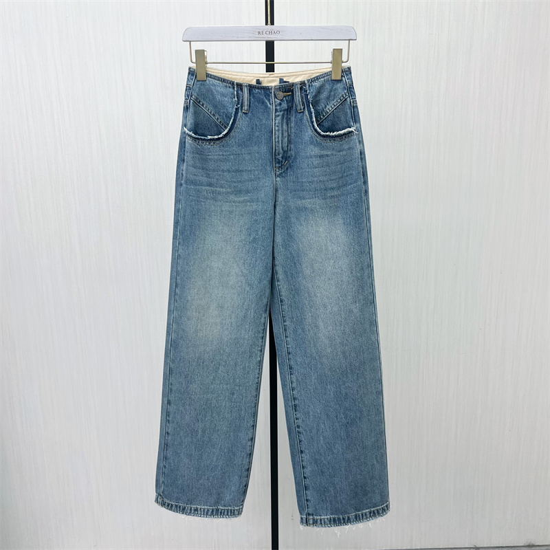 C●2025秋季新品 阔腿牛仔裤女高腰显瘦宽松直筒休闲长裤5600