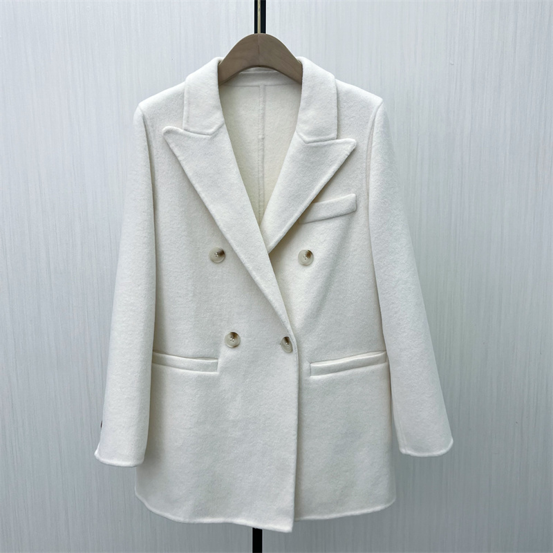 品牌折扣●2025冬季新品 双面呢羊毛外套女宽松气质呢子西装大衣