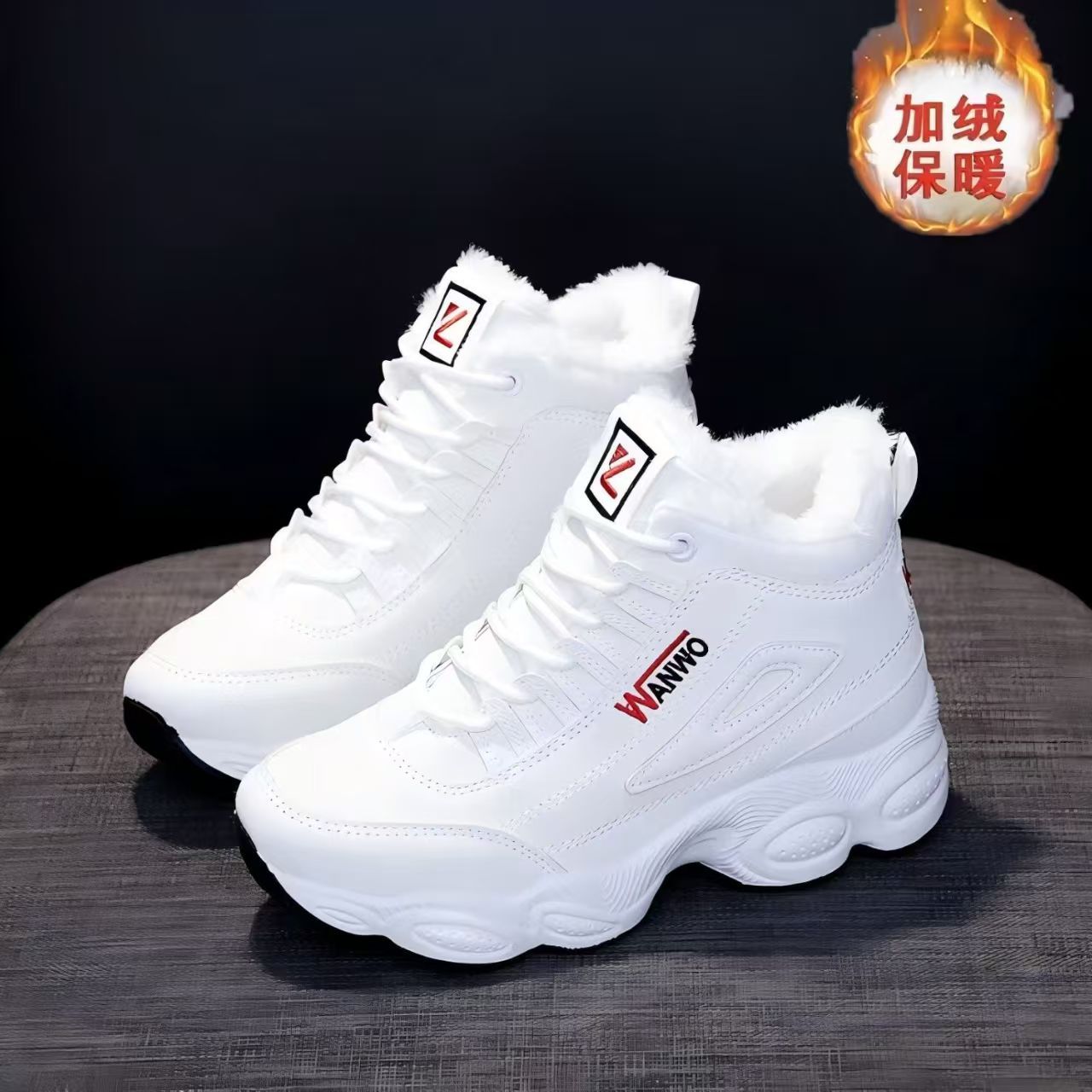 女鞋2025冬季新款加绒棉鞋百搭内增高休闲运动鞋防滑保暖雪地靴子