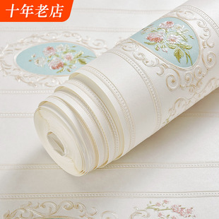 欧式壁纸大花浮雕奢华无纺布3D立体家用卧室客厅房间美式田园墙纸