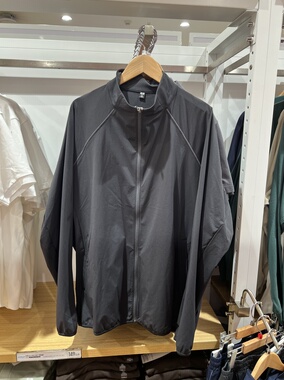 优衣库男装高弹力茄克/防紫外线开衫立领外套夹克轻薄480411
