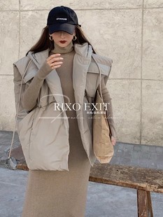 RIXO 女 秋冬2023年小众高领针织连衣裙加厚连帽马甲套装 EXIT法式