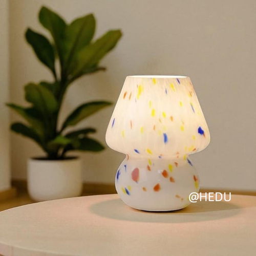 HEDU中古风彩色玻璃台灯小红书民宿复古小夜灯卧室床头柜灯装饰灯