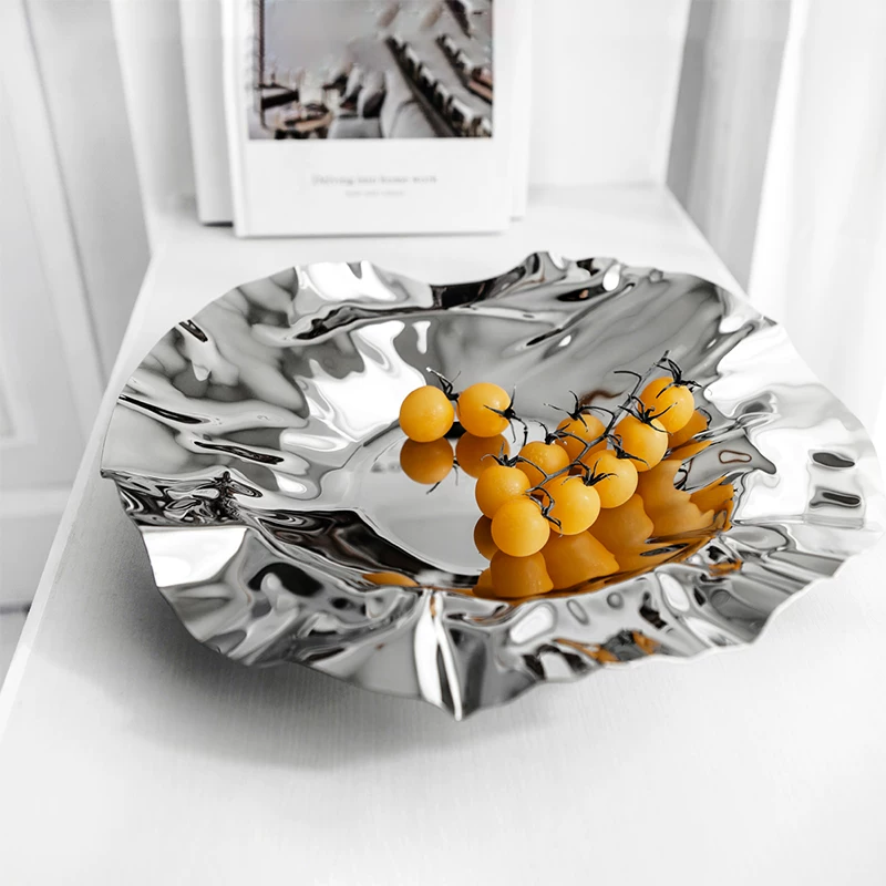 HEDU中古vintage不规则304不锈钢水果盘果盆褶皱果篮果盘客厅茶几,家居饰品,果盘/果篓,淘宝优惠券,粉丝福利购,淘宝优惠卷