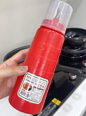 韩国进口ALS带盖挤压瓶沙拉酱瓶调料瓶辣椒酱瓶带刻度不锈钢嘴头