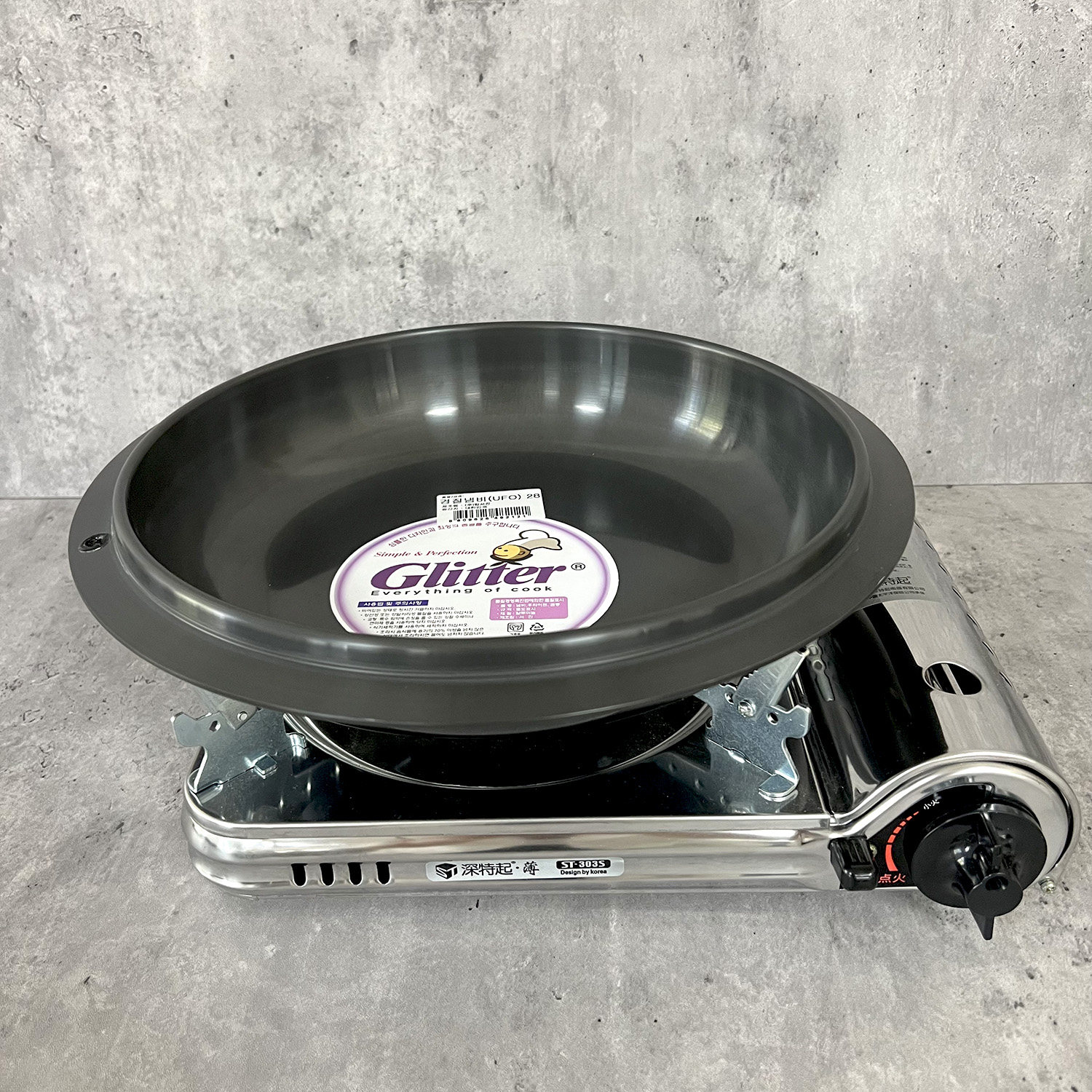 韩国进口硬质铝汤锅火锅UFO铝汤锅脊骨汤专用锅部队火锅28cm