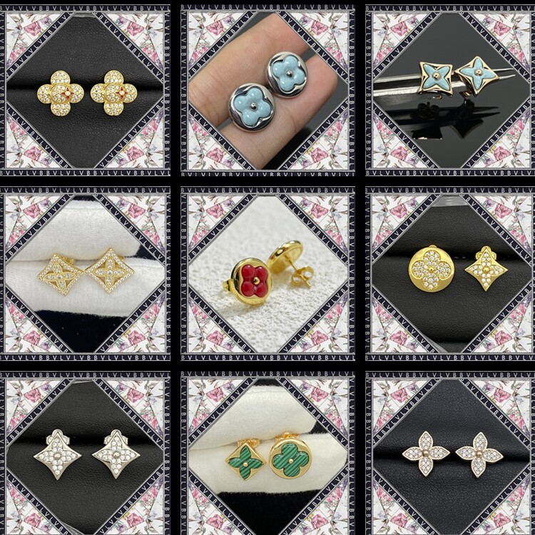 ULMLU/卡妮四叶草高端2025年V金材质耳钉S925纯银针新款㊣版耳环