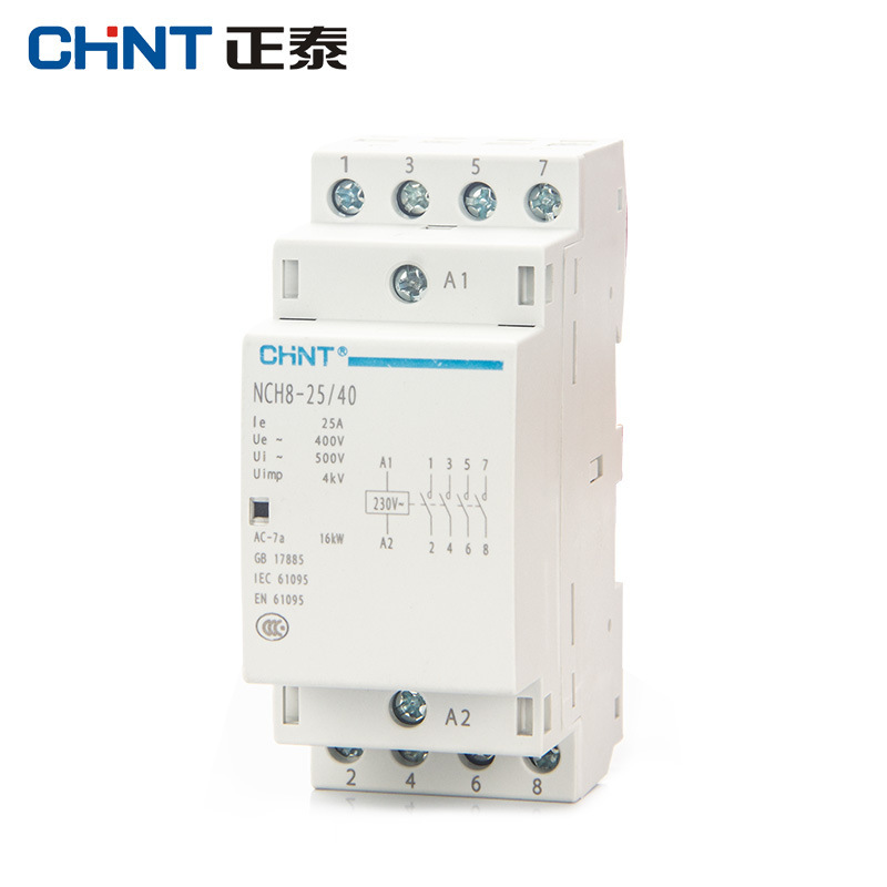 正泰家用接触器 NCH8-25/40 220V 酒店空调接触器  4常开 零售